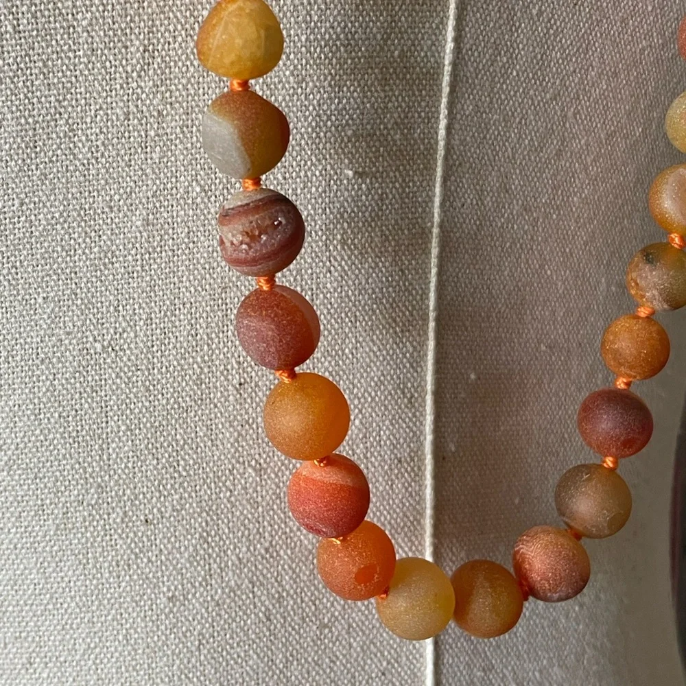 Orange Druzy Quartz Beaded Necklace - Picture 5 of 6